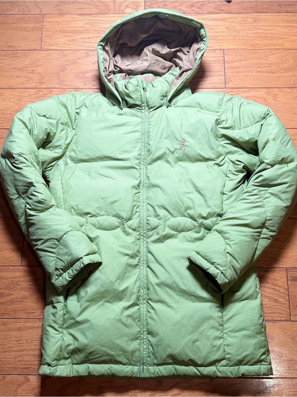 Browning Light Green Hooded Women's Puffer Jacket